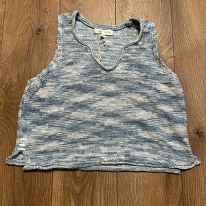 Blue and White Knit Tank Top